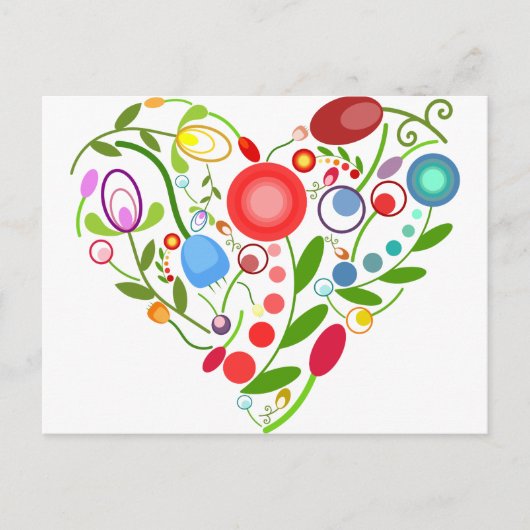 Carte Postale Coeur floral (Devant)