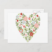 Carte postale - Coeur floral - Saint-Valentin (Devant / Derrière)