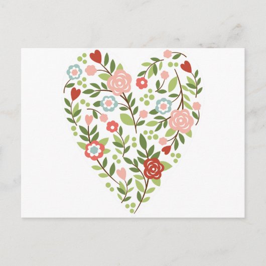 Carte postale - Coeur floral - Saint-Valentin (Devant)
