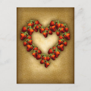 Carte Postale Coeur fraise