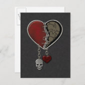 Carte Postale Coeur gothique avec le crâne (Devant / Derrière)
