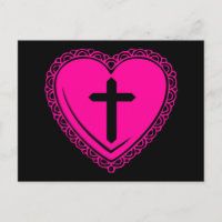 Cœur gothique + Croix (Noir + Rose)