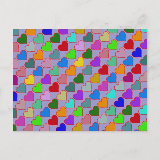 Carte Postale coeur graphique coloré girly motif (Devant)