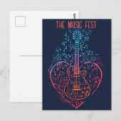 Carte Postale Coeur guitare (Devant / Derrière)