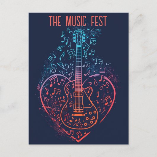 Carte Postale Coeur guitare (Devant)