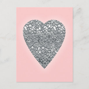 Carte Postale Cœur. Imprimé gris clair et Motif gris moyen.