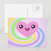 Carte postale Coeur Kawaii Rainbow (Devant / Derrière)