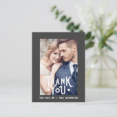 Carte Postale Coeur Mariage Merci élégant | Code QR photo (Debout devant)