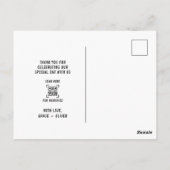 Carte Postale Coeur Mariage Merci élégant | Code QR photo (Dos)