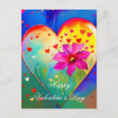 Carte Postale Coeur mignon et fleur valentine (Devant)