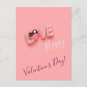 CARTE POSTALE CŒUR MODERNE ROSE SAINT-VALENTIN