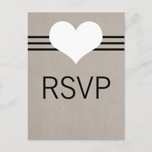 Carte postale Coeur moderne RSVP, Beige (Devant)