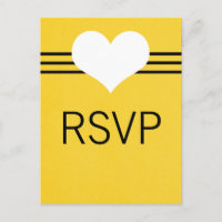Carte postale Coeur moderne RSVP, Jaune