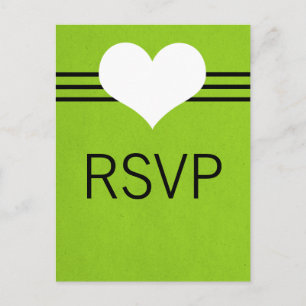 Carte postale Coeur moderne RSVP, Vert