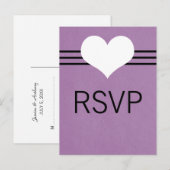 Carte postale Coeur moderne RSVP, violet (Devant / Derrière)