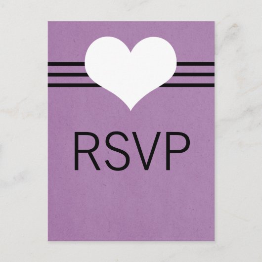 Carte postale Coeur moderne RSVP, violet (Devant)