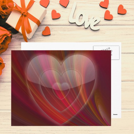 Carte postale cœur multicolore