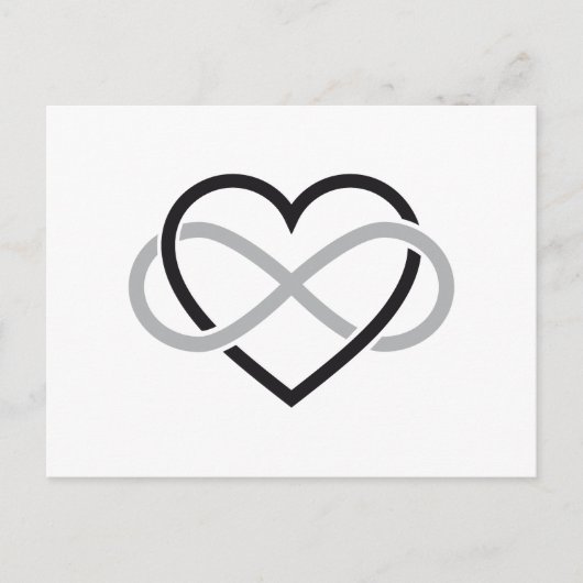 Carte Postale Coeur noir avec signe infini (Devant)
