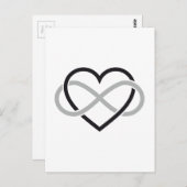 Carte Postale Coeur noir avec signe infini (Devant / Derrière)