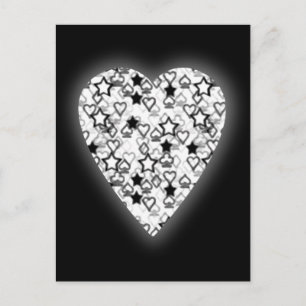 Carte Postale Coeur noir et blanc. Conception Cardiaque À Motifs