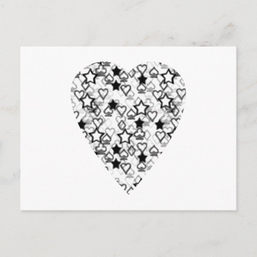 Carte Postale Coeur noir et blanc. Conception Cardiaque À Motifs (Devant)