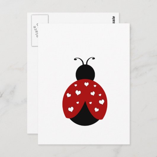 Carte Postale Coeur noir et rouge Ladybug (Devant / Derrière)