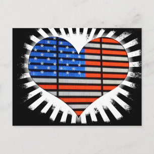 Carte Postale Coeur patriotique en forme de drapeau américain né