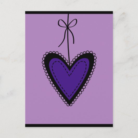 Carte postale coeur pourpre (Devant)