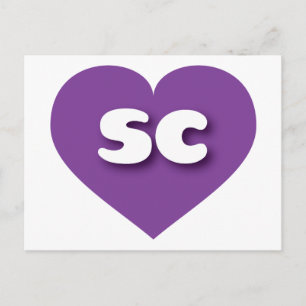 Carte Postale Coeur pourpre de Caroline du Sud - J'aime sc