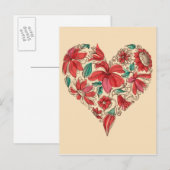 Carte Postale Coeur rétro des fleurs symbole d'amour (Devant / Derrière)