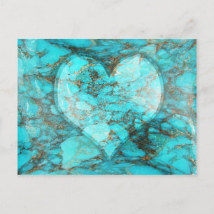 Carte Postale Coeur Rocher Turquoise