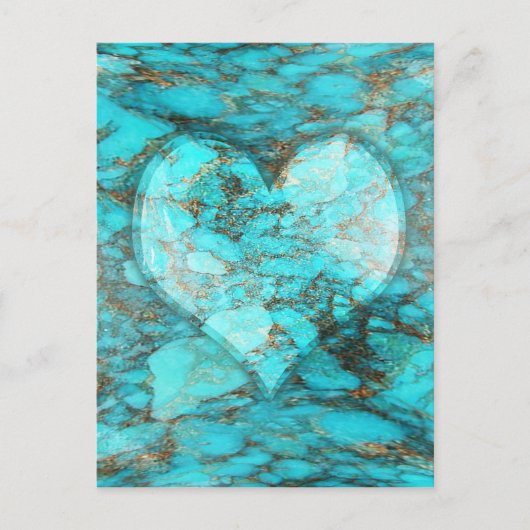 Carte Postale Coeur Rocher Turquoise (Devant)