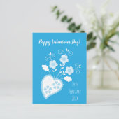 Carte Postale Coeur romantique bleu portugais (Debout devant)