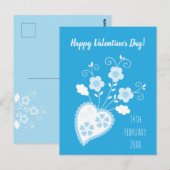 Carte Postale Coeur romantique bleu portugais (Devant / Derrière)