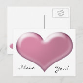 Carte Postale Coeur rose 3D (Devant / Derrière)