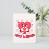 Carte Postale Coeur rose accolades et baisers (Debout devant)