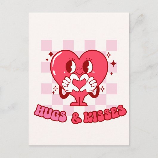 Carte Postale Coeur rose accolades et baisers (Devant)