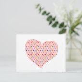 Carte Postale coeur rose avec notes musicales (Debout devant)