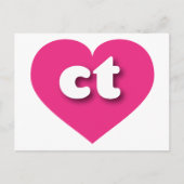 Carte Postale Coeur rose chaud Connecticut - J'aime (Devant)
