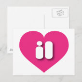 Carte Postale Coeur rose chaud de l'Illinois - J'aime il (Devant / Derrière)