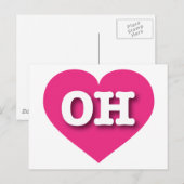 Carte Postale Coeur rose chaud de l'Ohio - J'aime OH (Devant / Derrière)