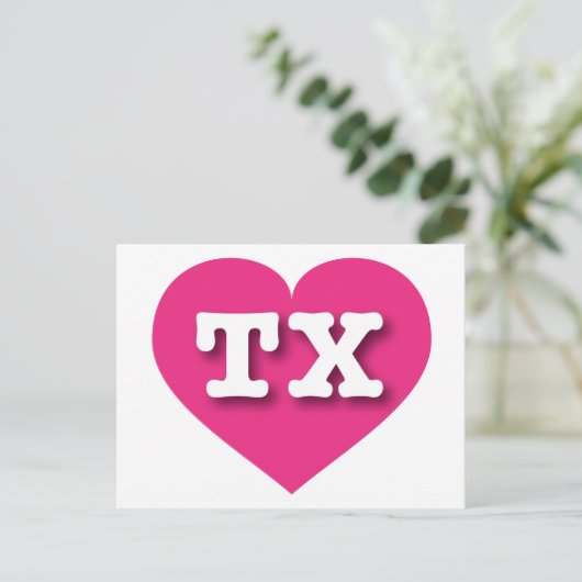 Carte Postale Cœur rose chaud du Texas - J'aime TX (Debout devant)
