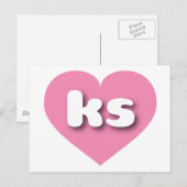 Carte Postale Coeur rose du Kansas - I love ks (Devant / Derrière)