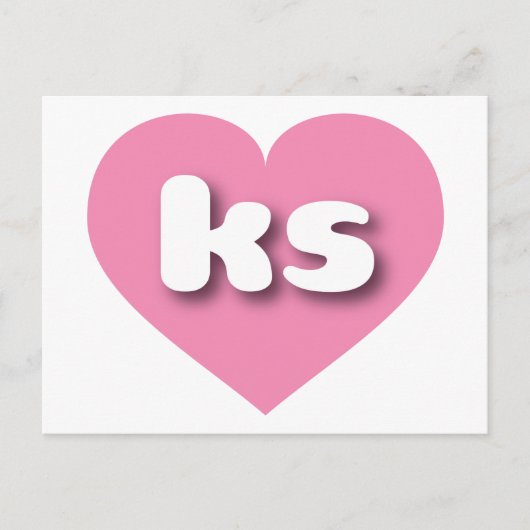 Carte Postale Coeur rose du Kansas - I love ks (Devant)