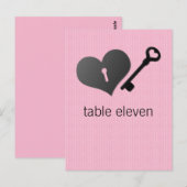 Carte postale Coeur rose et table de clé (Devant / Derrière)