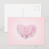 Carte Postale Coeur rose Valentines (Devant / Derrière)