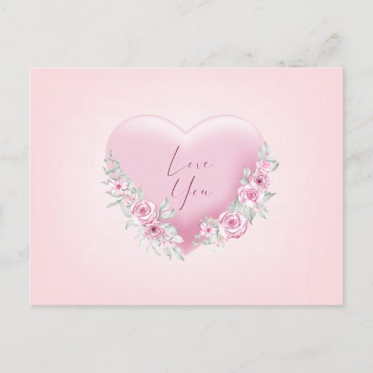 Carte Postale Coeur rose Valentines (Devant)