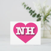 Carte Postale Cœur rose vif de New Hampshire - J'aime NH (Debout devant)