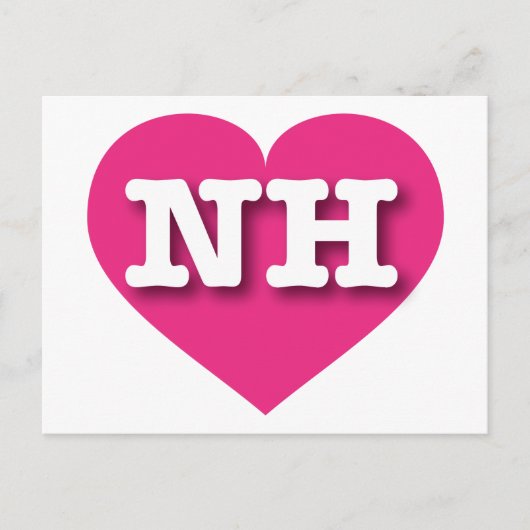Carte Postale Cœur rose vif de New Hampshire - J'aime NH (Devant)
