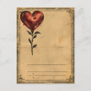 Carte Postale Coeur Rose vintage de la Saint-Valentin